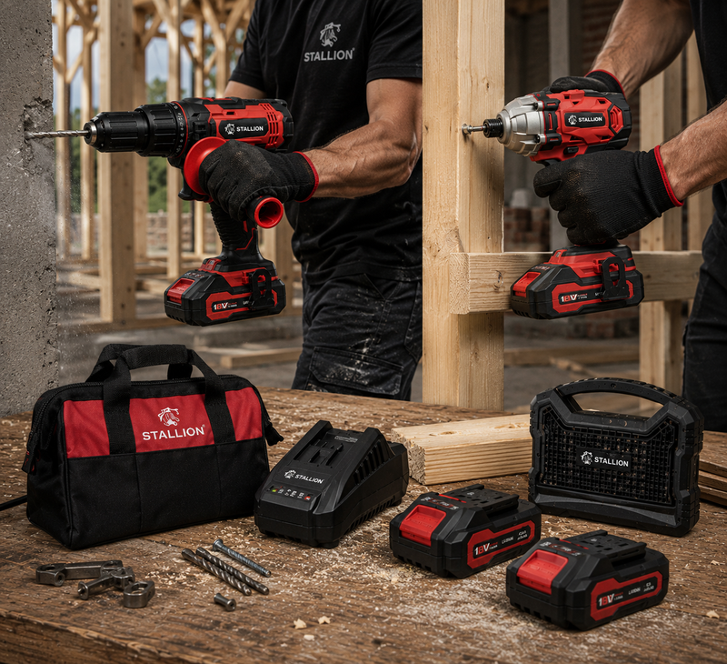 Kit Profesional de Potencia: Rotomartillo + Desatornillador de Impacto | 20V | Modelo STKTAI20