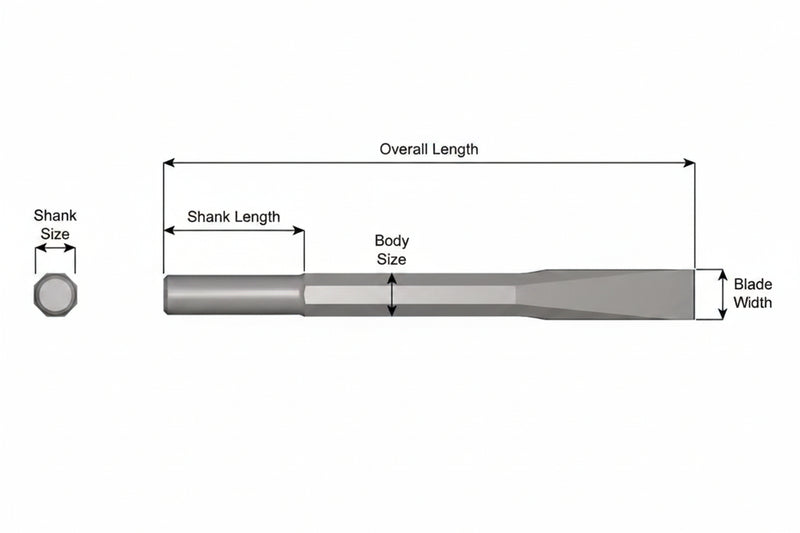 Ajax Tools 11-18 — Cincel Plano Sin Collar .680" Redondo 3/4" x 18"