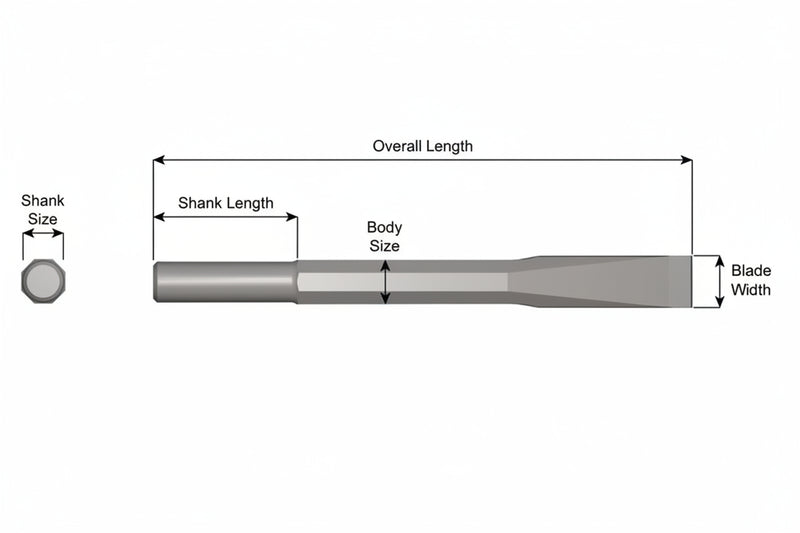 Ajax Tools 11-24 — Cincel Plano Sin Collar .680" Redondo 3/4" x 24"