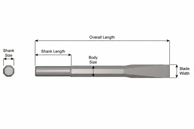 Ajax Tools 11-36 — Cincel Plano Sin Collar .680" Redondo 3/4" x 36"