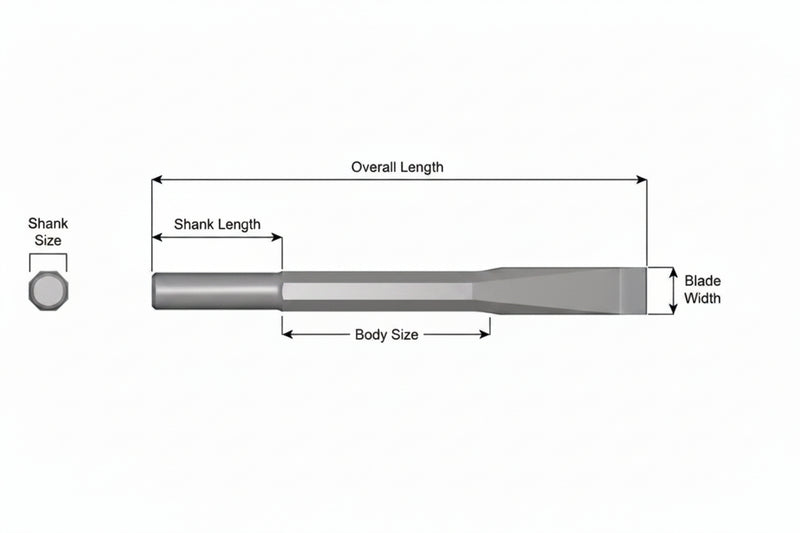 Cincel Plano Sin Collar .680" Redondo 3/4" x 9"