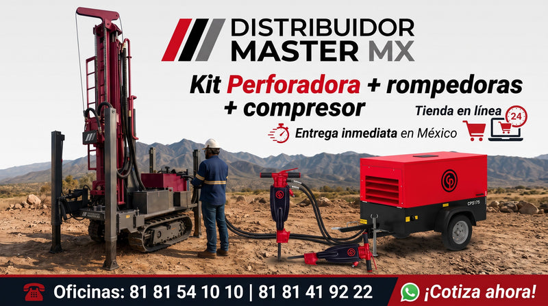 Perforadora y Compresor RD180P + CP175-100 + 2 Rompedoras CP1290 para Construcción y Minería