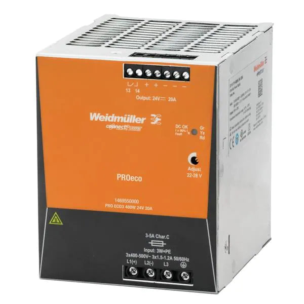 Fuente de Poder Weidmüller PRO ECO3 480W 24 V 20 A