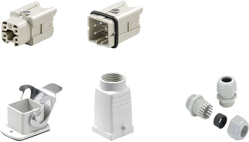 Kit Conector Industrial RockStar HDC HA 4 Polos 16 A Tornillo M20 Weidmüller 1802430000