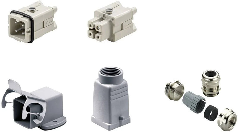 Kit Conector Industrial RockStar HDC HA 3 Polos 16 A Tornillo M20 Weidmüller 1802450000