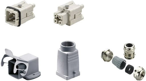 Kit Conector Industrial RockStar HDC HA 3 Polos 16 A Tornillo M20 Weidmüller 1802450000