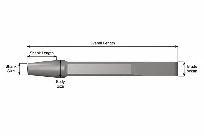 Ajax Tools 221-12 — Rivet Buster Cincel Plano 7/8", Vástago Standard, 12" (305 mm)