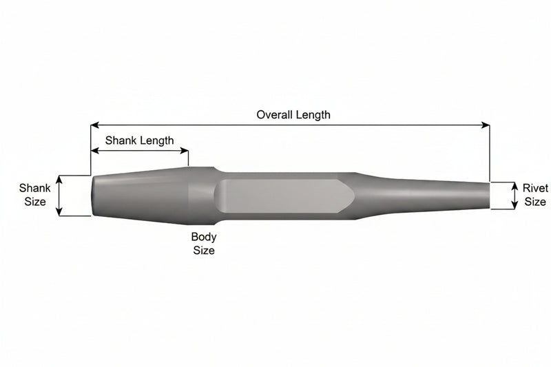 Ajax Tools 225 — Rivet Buster Punzón Extractor de Remaches 5/8", Vástago Standard, 9" (229 mm)