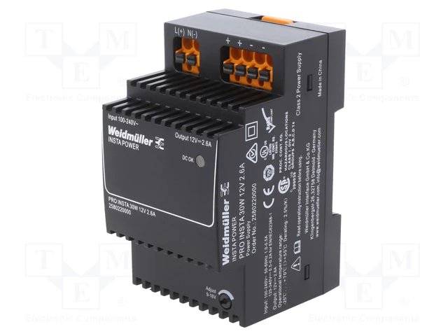 Fuente de Poder Weidmüller PRO INSTA 30W 12 V 2.6 A