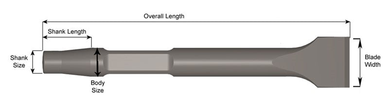 Ajax Tools 276-12-2 — Rivet Buster Cincel Plano Ancho 2", Vástago Jumbo, 12" (305 mm)