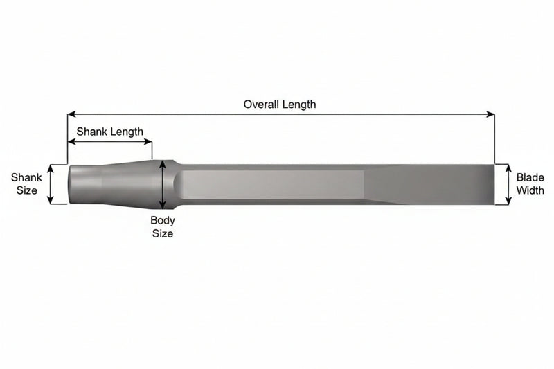 Ajax Tools 276-12 — Rivet Buster Cincel Plano 15/16", Vástago Jumbo, 12" (305 mm)