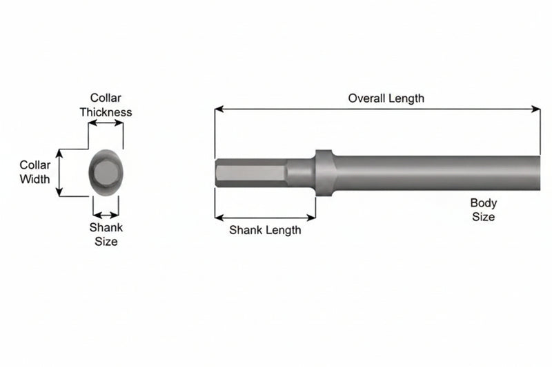 Blank Redondo Collar Oval — Vástago Hex .580", Diám. 13/16", 24" (610 mm)