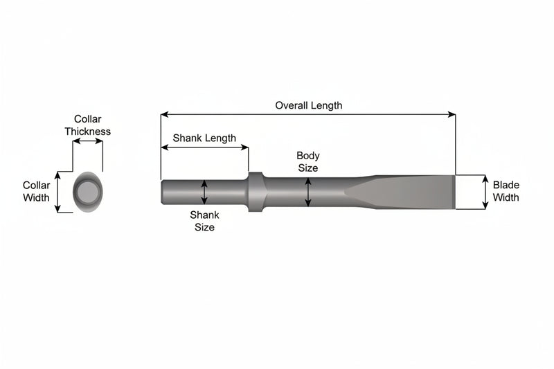 Cincel Plano Collar Oval — Vástago Hex .580", Hoja 1", 24" (610 mm)