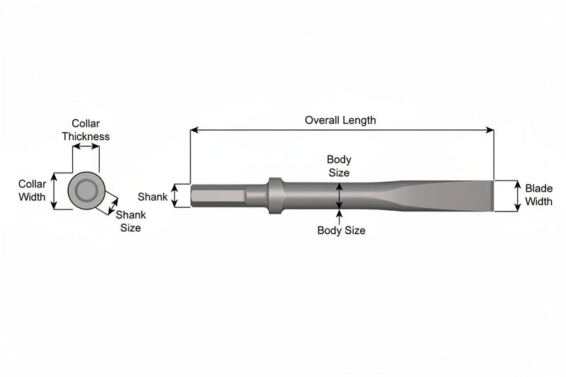 Cincel Plano Collar Oval — Vástago Hex .580", Hoja 1", 18" (457 mm)