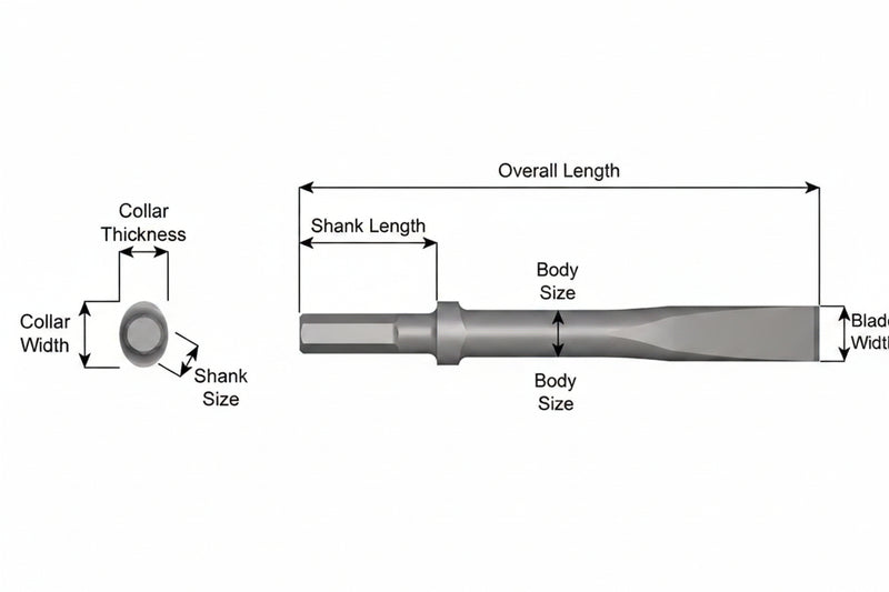 Cincel Plano Collar Oval — Vástago Hex .580", Hoja 1", 36" (914 mm)