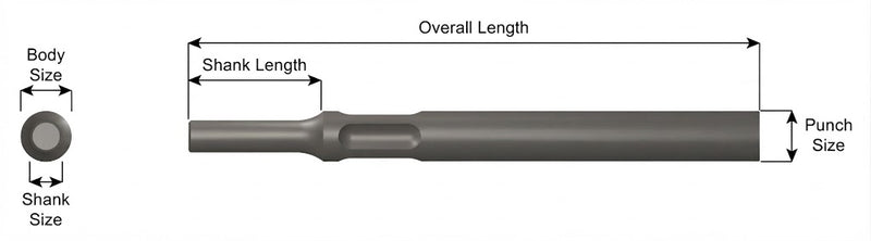 3101 Punzón Recto Vástago .401 Non-Turn Type - Ajax Tool Works