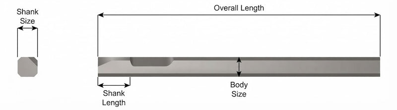 Ajax Tools 395-12 — Cincel Liso (Blank) 12" Weld Flux Vástago Chicago Pneumatic