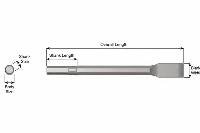Hoja Delgada Plana Sin Collar — Vástago Hex .580", Hoja 1-1/8", 9" (229 mm)