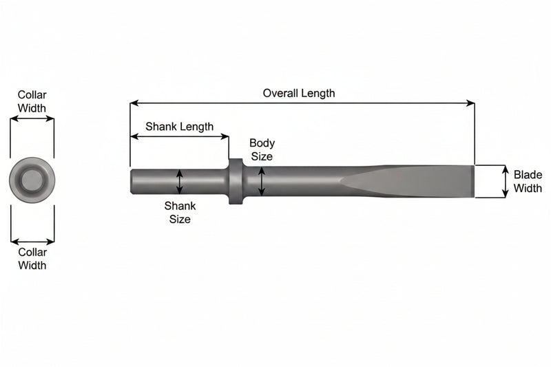 Ajax Tools 407-18 — Cincel Plano 1" Collar Redondo, Vástago .680" Redondo, 18" (457 mm)