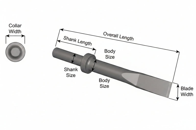 Ajax Tools 407-24 — Cincel Plano 1" Collar Redondo, Vástago .680" Redondo, 24" (610 mm)