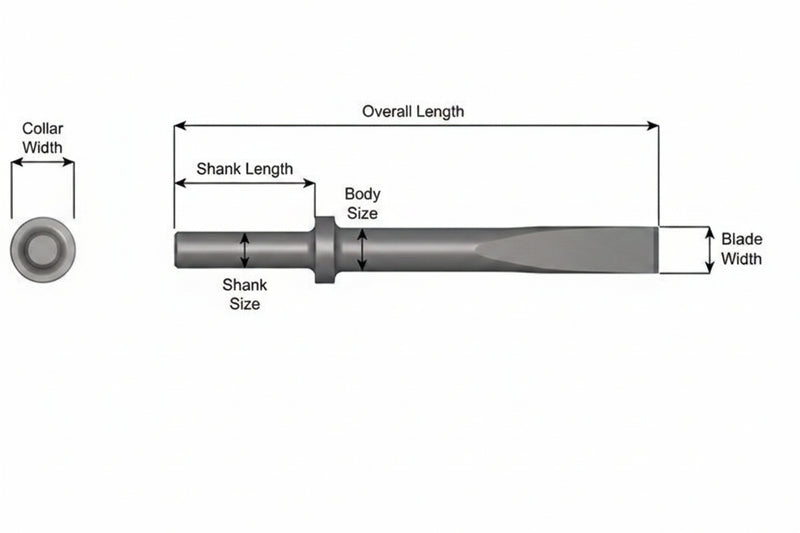 Ajax Tools 407-36 — Cincel Plano 1" Collar Redondo, Vástago .680" Redondo, 36" (914 mm)