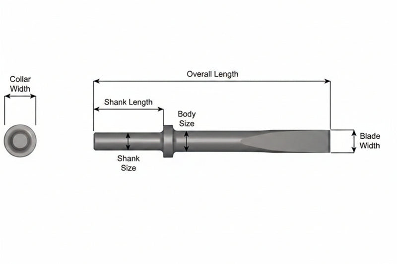 Ajax Tools 407-48 — Cincel Plano 1" Collar Redondo, Vástago .680" Redondo, 48" (1219 mm)