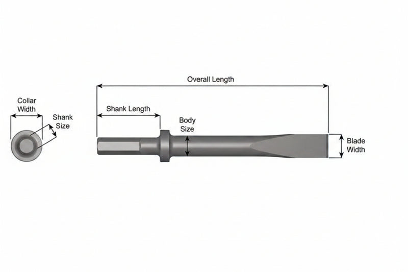 Ajax Tools 408-36 — Cincel Plano 1" Collar Redondo, Vástago .580" Hex, 36" (914 mm)