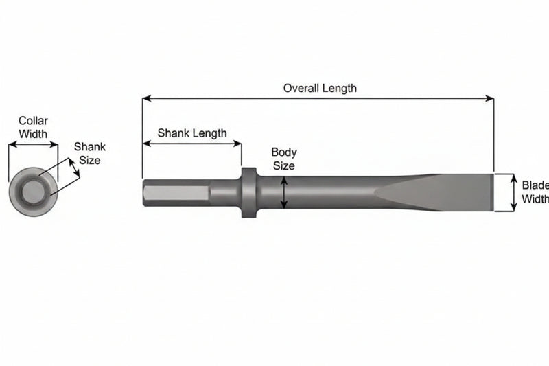 Ajax Tools 408 — Cincel Plano 1" Collar Redondo, Vástago .580" Hex, 12" (305 mm)