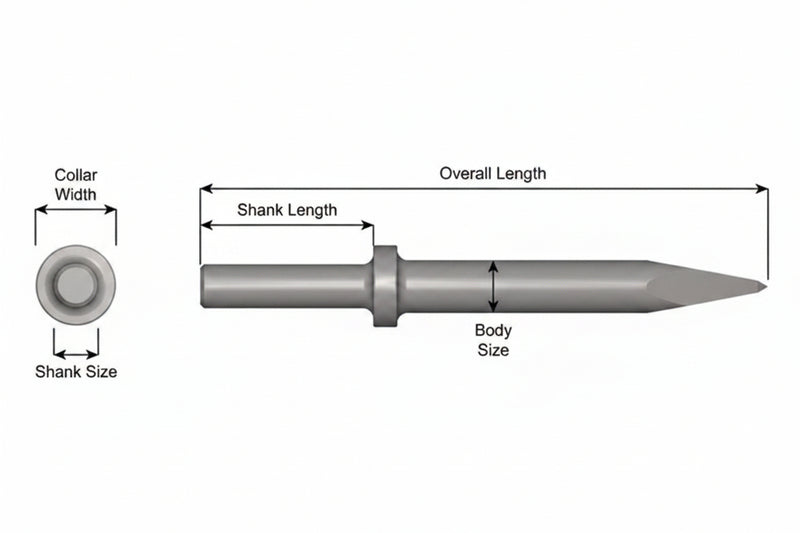 Ajax Tools 411 — Punta Moil Collar Redondo, Vástago .680" Redondo, 12" (305 |mm)