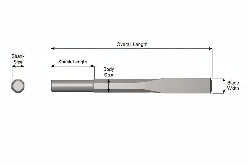 Gubia Sin Collar — Vástago Redondo .680", Hoja 1", 9" (229 mm)