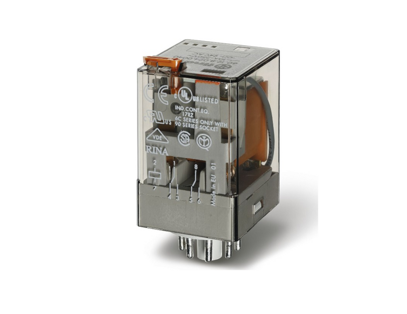 Relevador Octal Enchufable Finder 60.12.8.006.0040 6 Vca DPDT 10 A