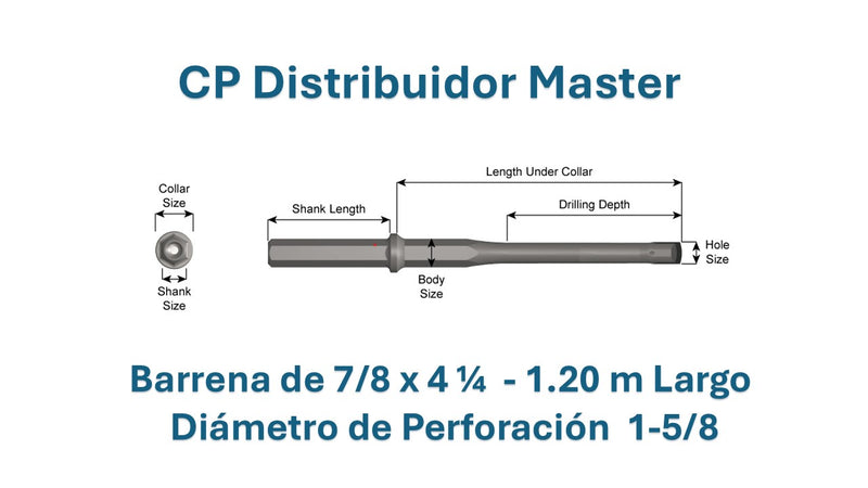Barrena de perforacion  broca Carburo de Velocidad 7/8 x 4 1/4 in con Profundidad de Perforación de 1.20 metros de largo  y Orificio de 1-5/8 in 90503758