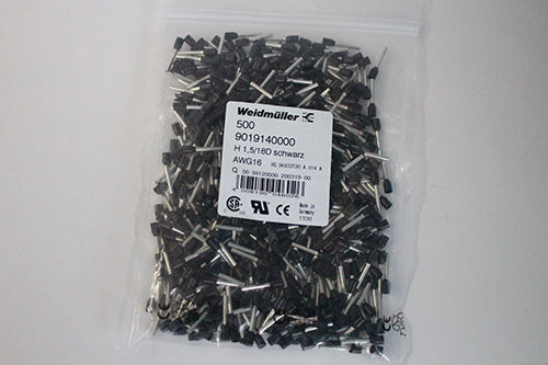 Bolsa de 500 Terminales Weidmüller 9019140000 Calibre 16 Negro