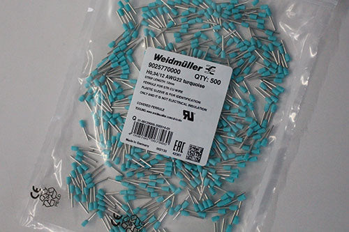 Bolsa de 500 Terminales Weidmüller 9025770000 Calibre 22 Turquesa