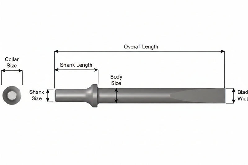 960-12 Cincel Plano 5/8" x 12" Vástago .498 Turn Type - Ajax Tool Works