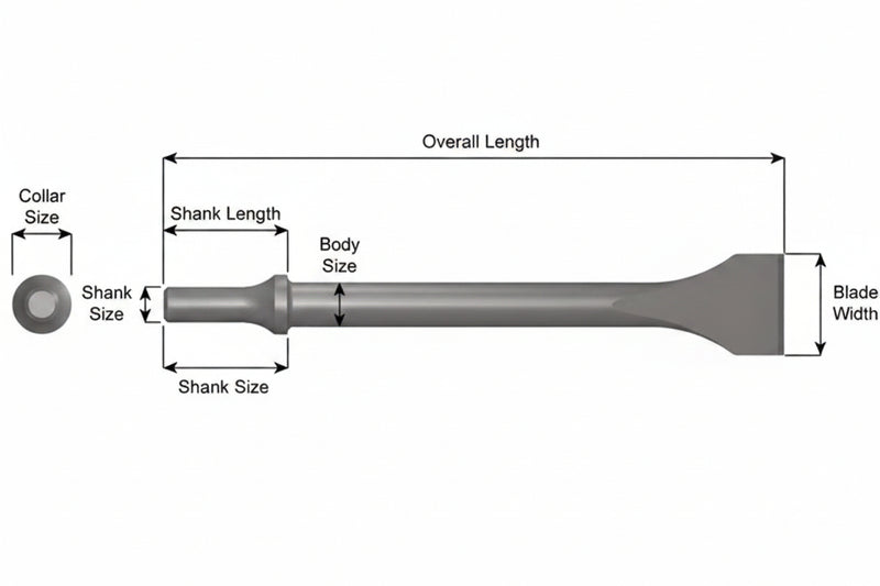 960-1-1/2 Cincel Plano Ancho 1-1/2" Vástago .498 Turn Type - Ajax Tool Works