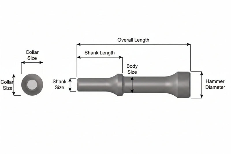 967 Cincel Plano Hammer 1" Vástago .498 Turn Type - Ajax Tool Works