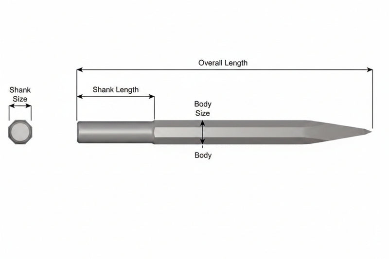 Ajax Tools 97 — Punta Moil Sin Collar .680" Redondo 7/8" x 12"