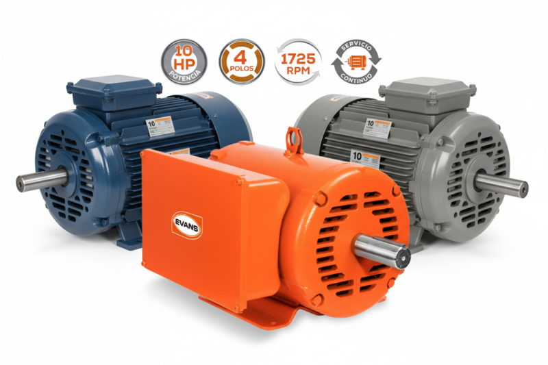 Motor Eléctrico EVANS 10 HP Monofásico Reversible - Potencia y Eficiencia Industrial Evans 110 220 V