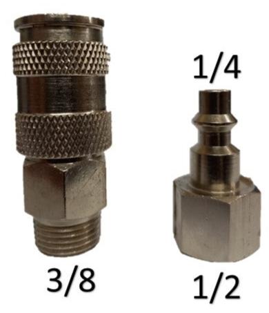 Juego cople rapido macho de 3/8 X 1/4 npt y espiga hembra de 1/2 X 1/4 npt