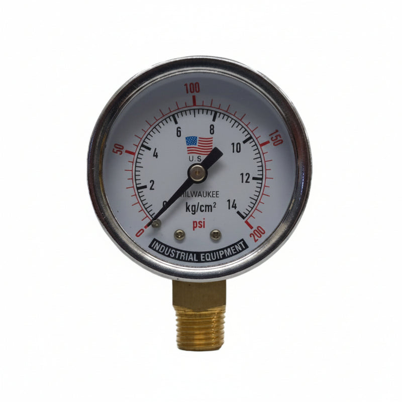 Manometro Milwaukee de 200 PSI para Compresor | Medidor de Presion Reforzado con Conexión Posterior o Inferior