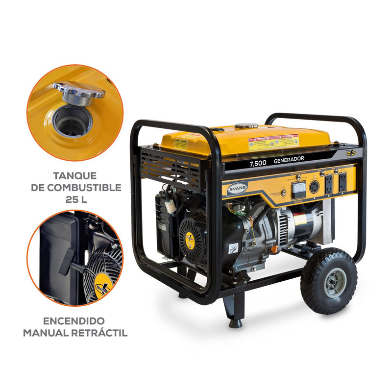 Generador Monofásico EVANS 7,500W - Potencia y Versatilidad para Todo Tipo de Trabajo