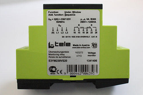 Monitor de Fase Tele E3YM230VS2 250 V 5 A 2 CO
