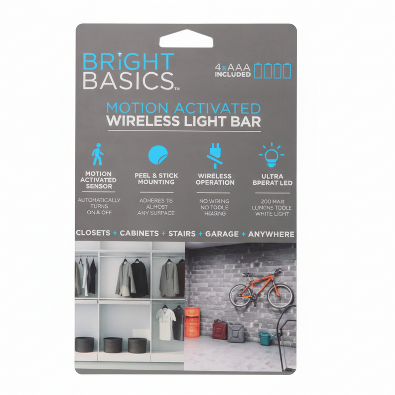 Barra de luz LED inalámbrica con sensor de movimiento, funciona con pila