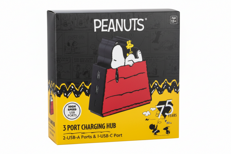Centro Carga 3 Puertos Peanuts® con Diseño Snoopy