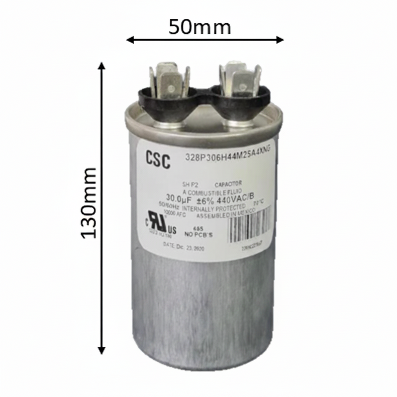 Capacitor de Trabajo 100 mfd 440V | Aluminio | 50mm x 130mm