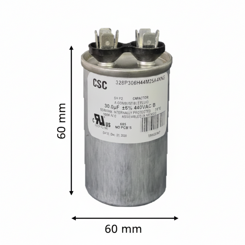 Capacitor de Trabajo 7.5 mfd 440V | Aluminio | 45mm x 60mm