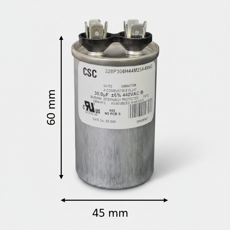 Capacitor de Trabajo 4 mfd 440V | Aluminio | 45mm x 60mm