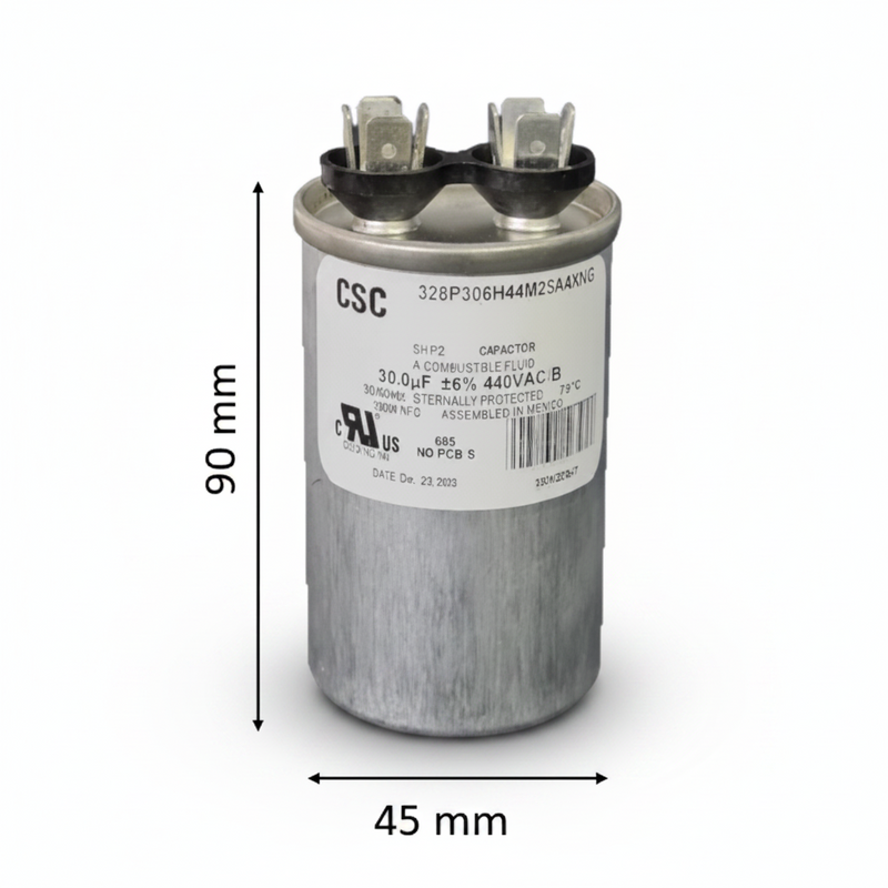 Capacitor de Trabajo 35 mfd 440V | Aluminio | 45mm x 90mm