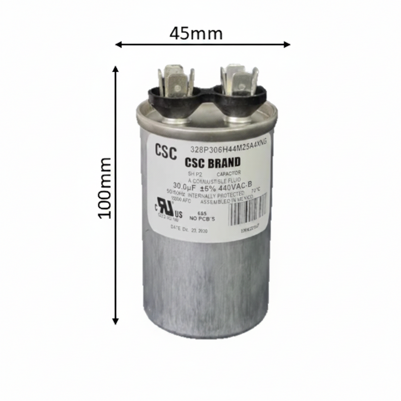 Capacitor de Trabajo 40 mfd 440V | Aluminio | 45mm x 100mm